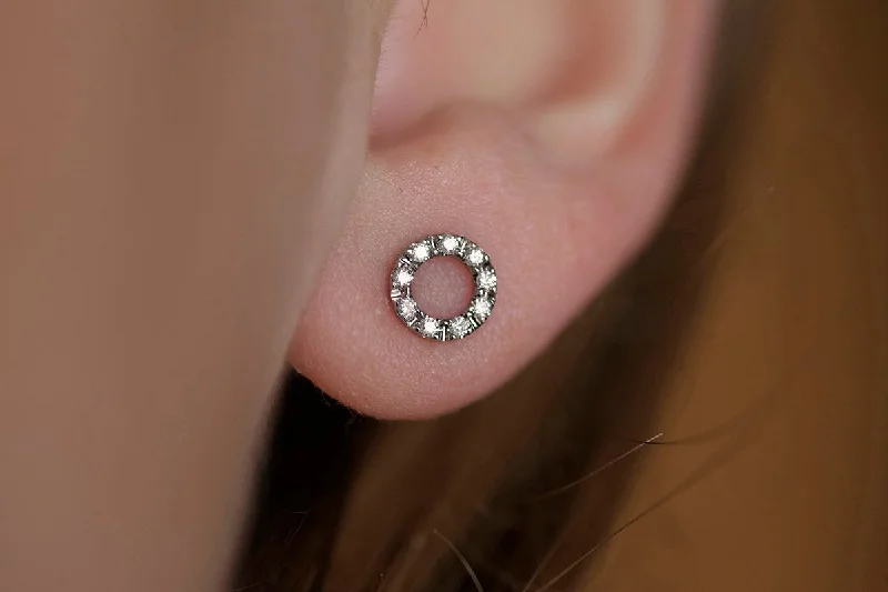 Simple Diamond Halo Stud Earrings