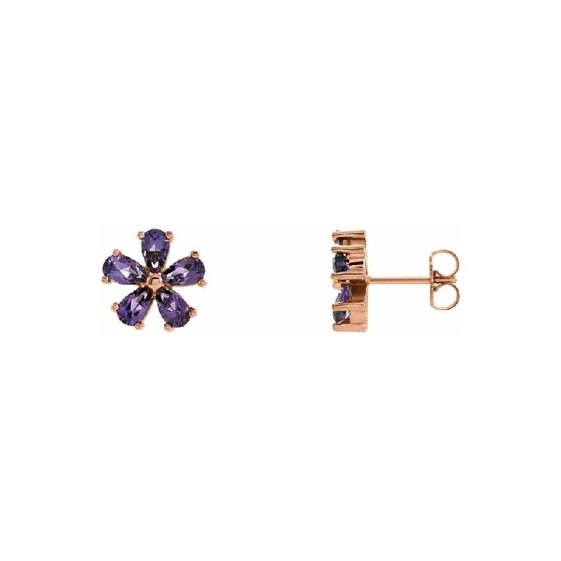 Natural Amethyst Tiny Flower Stud Earrings