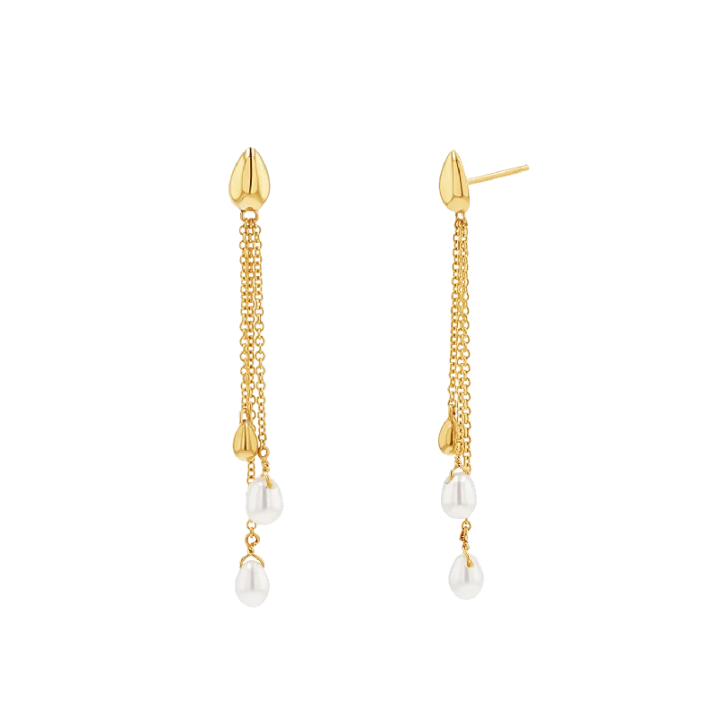 Pearl Drop Chain Earrings