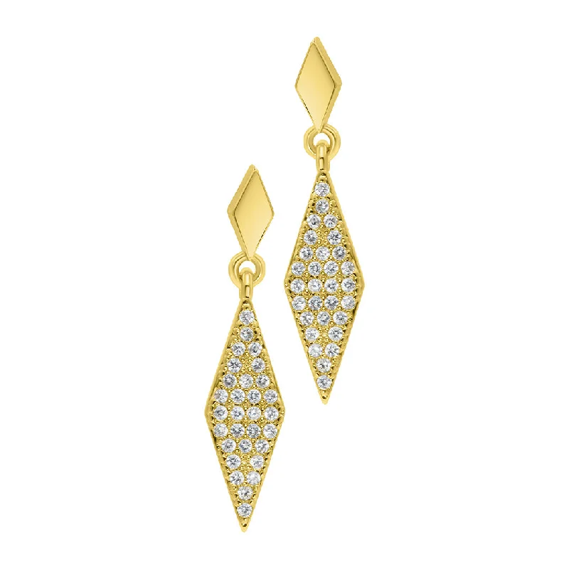 14k Gold Plated Diamond Drop Earrings