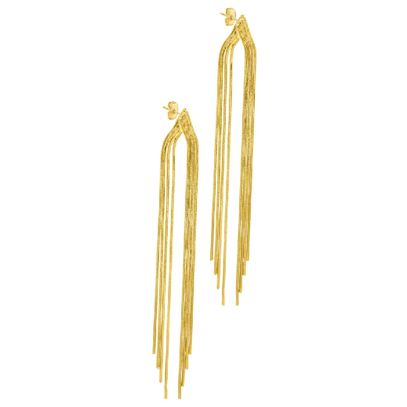 14k Gold Plated Multi-Strand Slinky Drop Earrings