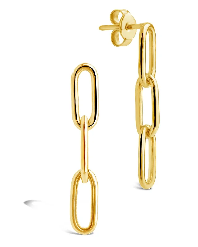 14K Italian Gold Paperclip Chain Drop Earrings