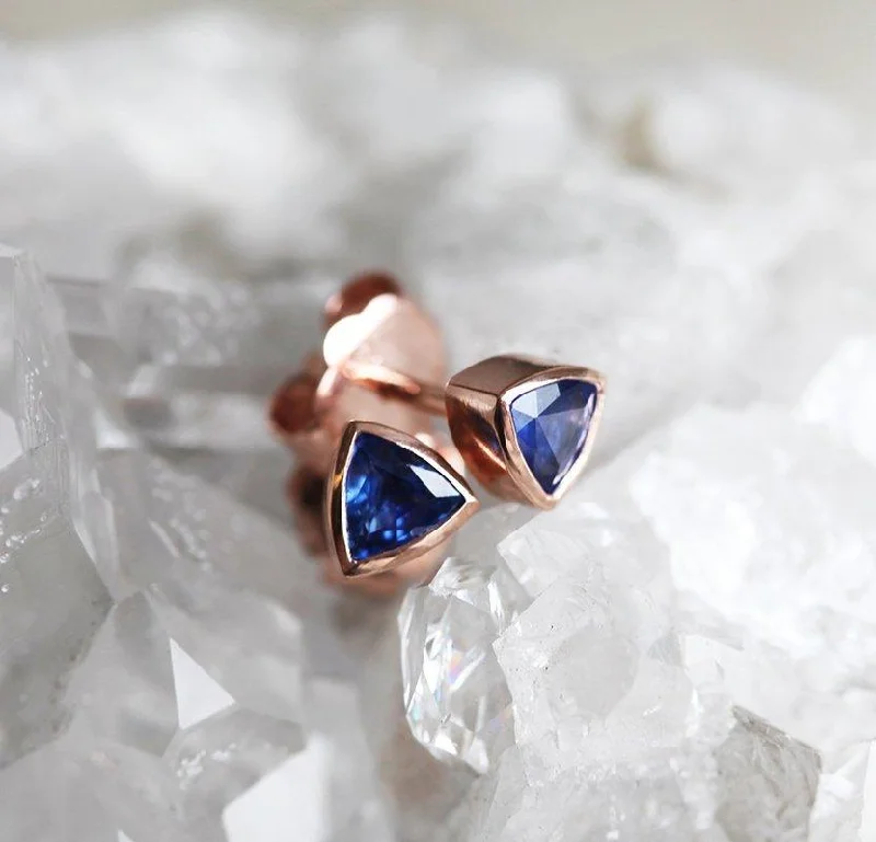 Trillion Blue Sapphire Stud Earrings