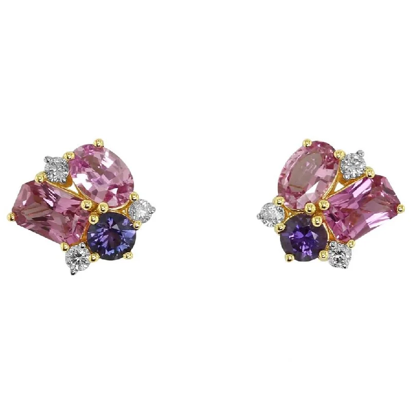 14K Rose Gold 'Tesserae' Lilac Cluster Earrings