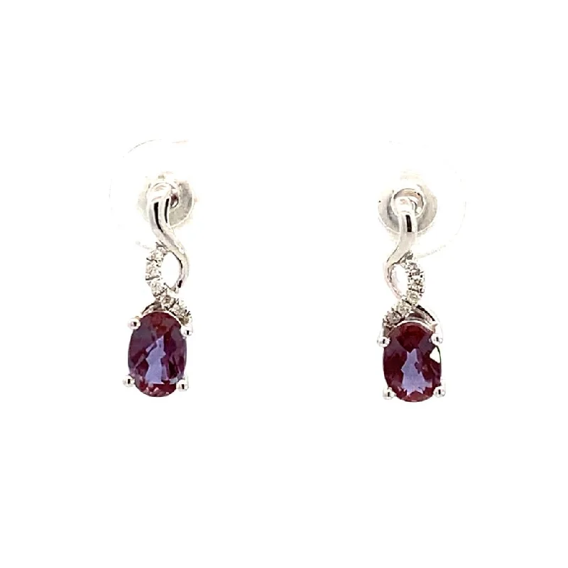 14K White Gold Lab Grown Alexandrites Drop Earrings