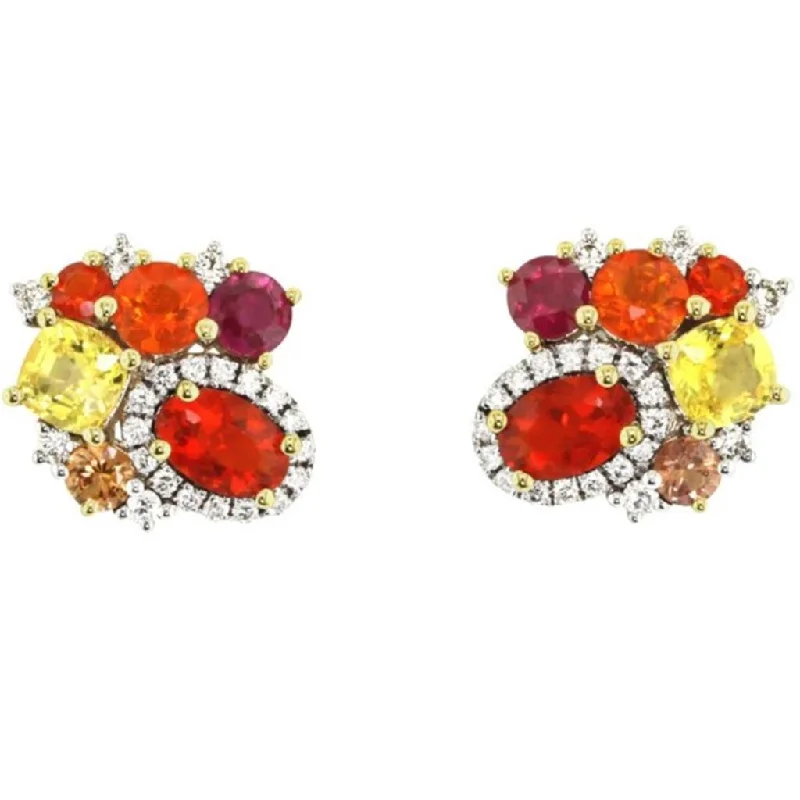 14K Yellow And White Gold 'Tesserae' Marigold Cluster Earrings