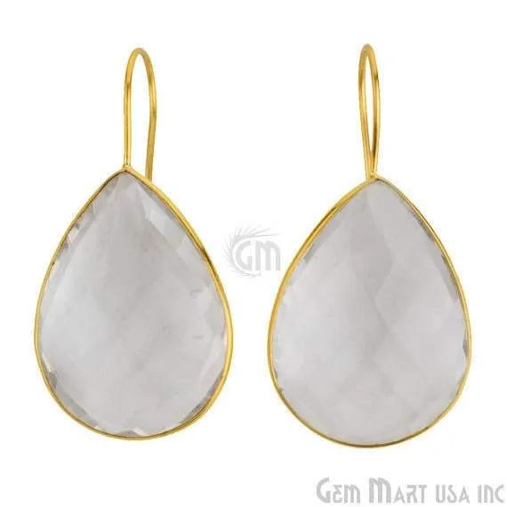 24k gold plated Crystal Bezel Pears shape 31x22mm Connector Earring (CLER-90016)