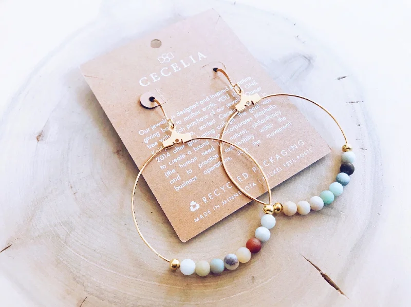 Amazonite Gemstone Hoop Earrings