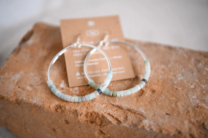 Far Out Silver Hoops in Sterling Silver Amazonite