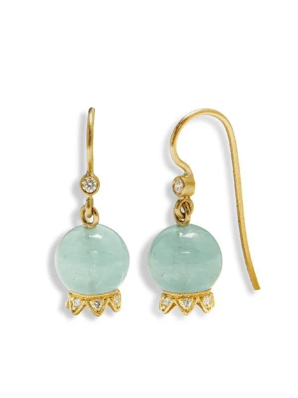 Aquamarine Lily of the Valley Yellow Gold Earrings