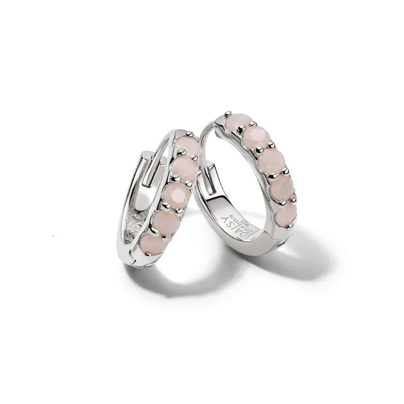 Beloved Pink Opal Huggie Earrings Sterling Silver