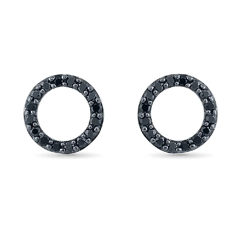 Black Diamond Circle Stud Earrings