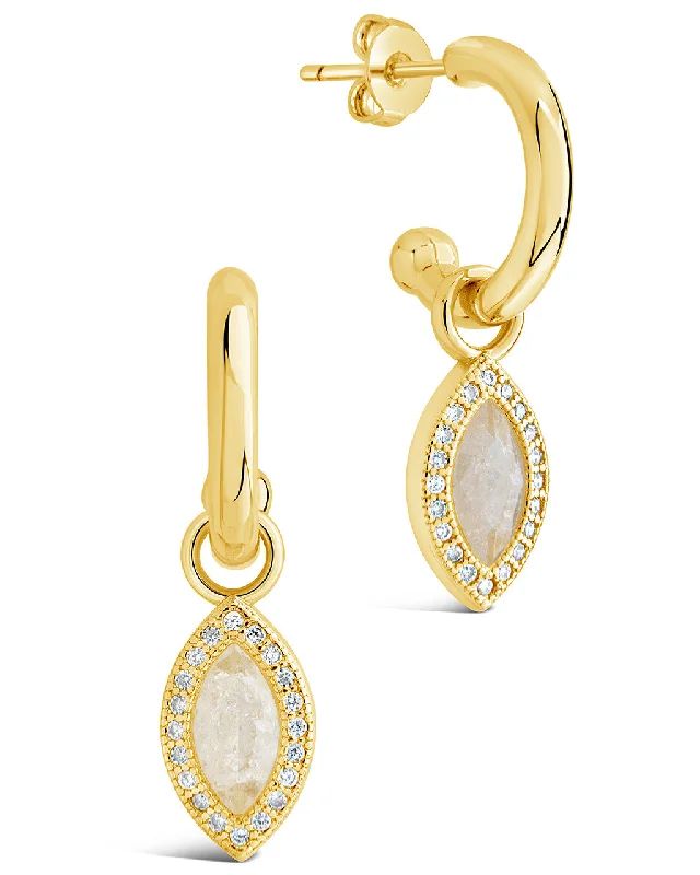 Calla CZ Charm Drop Hoop Earrings