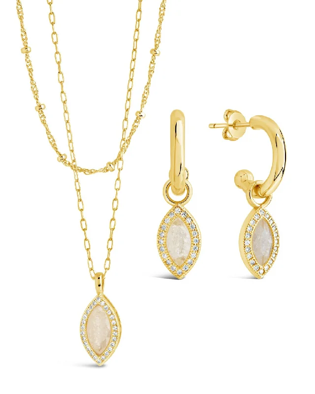 Calla Marquise CZ Charm Matching Set