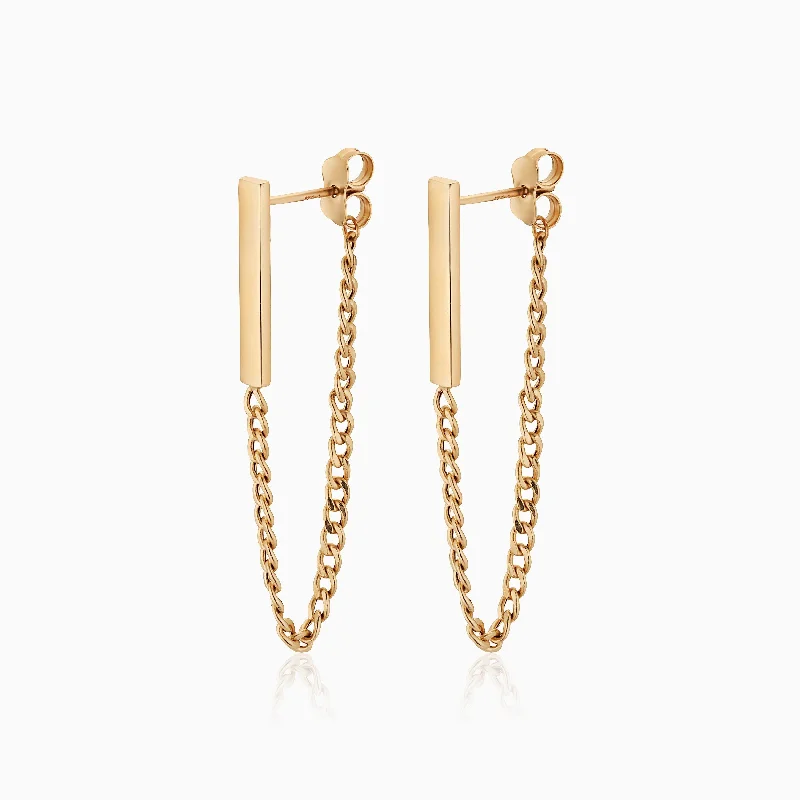 Carmine Curb Bar Drop Earrings