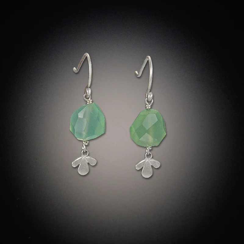 Chrysoprase Earrings with Leaf Trio