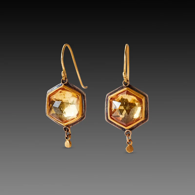 Citrine Hexagon Earrings