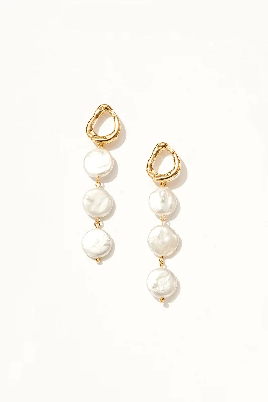 Clementine Three Tiered Keshi Pearl Earrings