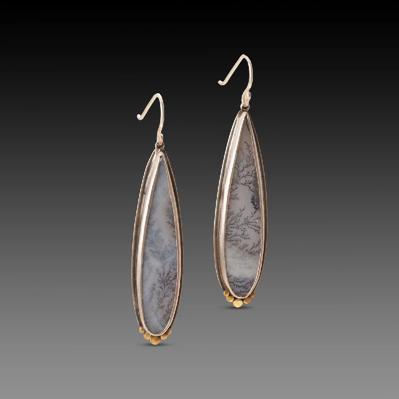 Dendritic Agate Teardrop Earrings