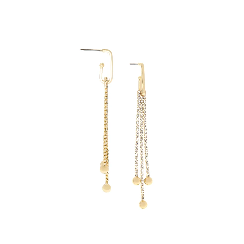 crystal/brass ball fringe drop earring