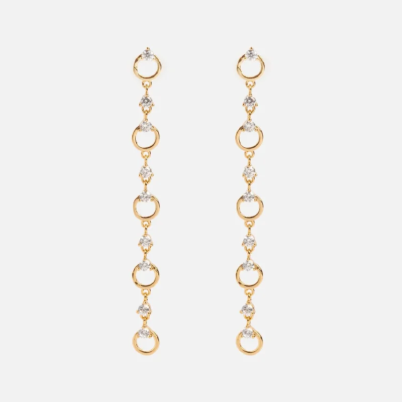 Crystal Circle Linear Drop Earrings