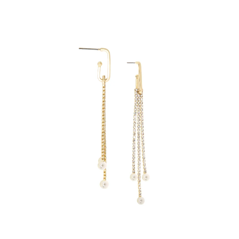 crystal & pearl fringe drop earring