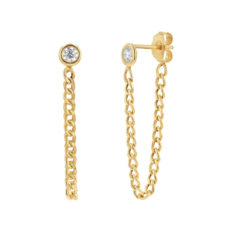 Cuban Link Drop Chain Diamond Earring