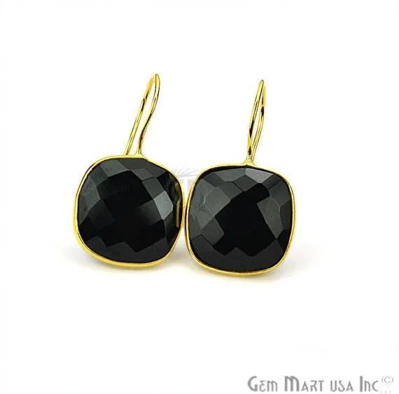 Cushion Shape 31x17mm Gold Plated Gemstone Hook Earrings (Pick your Gemstone) (90110-1)