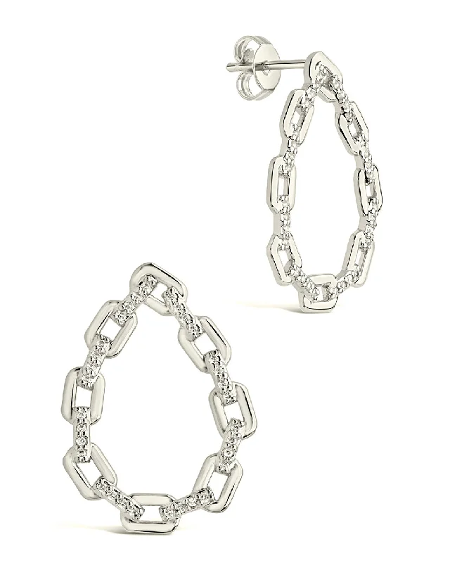 CZ Chain Link Drop Stud Earrings