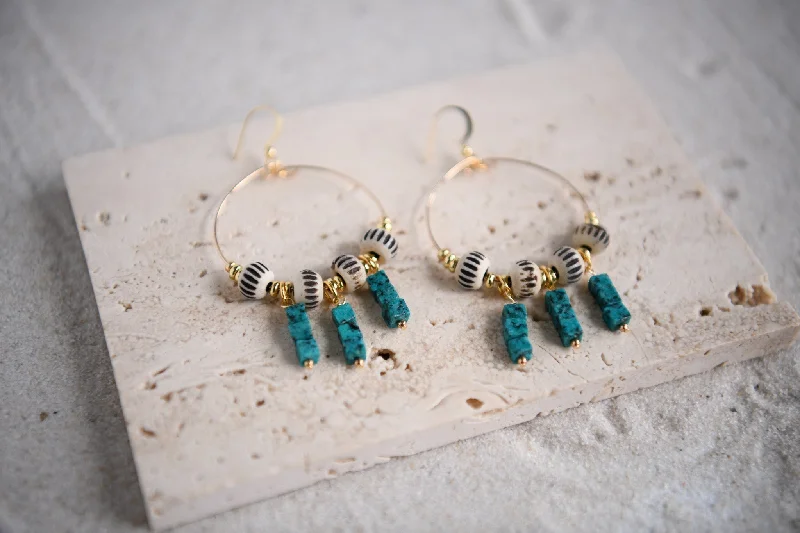 Turquoise Aztec Daydreamer Boho Hoops