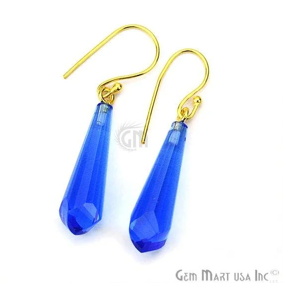 Dangle 45x9mm Gold Plated Gemstone Hook Earrings (Pick your Gemstone) (90107-1)