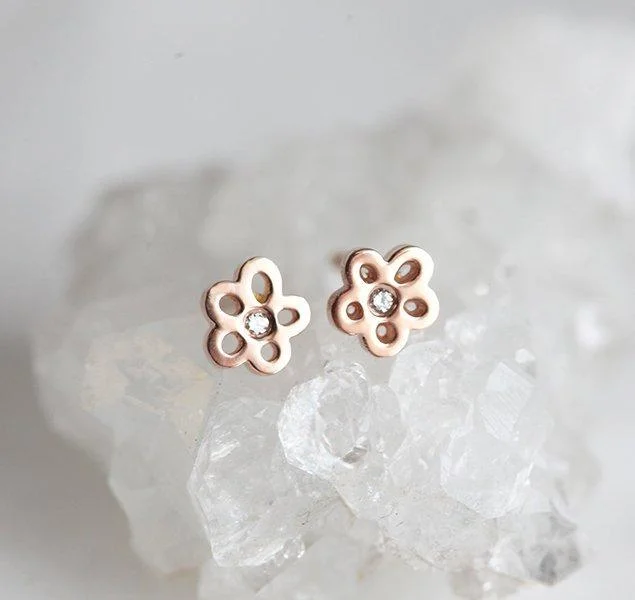 Diamond Earrings, Flower Studs