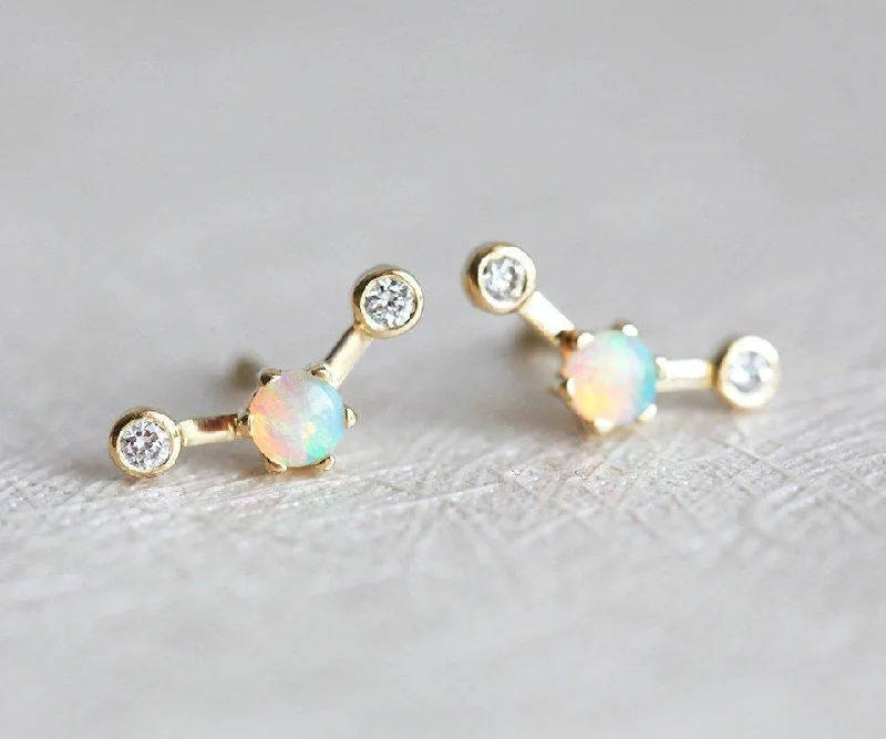 Diamond Earrings, Opal Studs