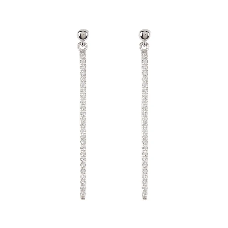 Rhodium Plated Crystal Linear Drop Earrings