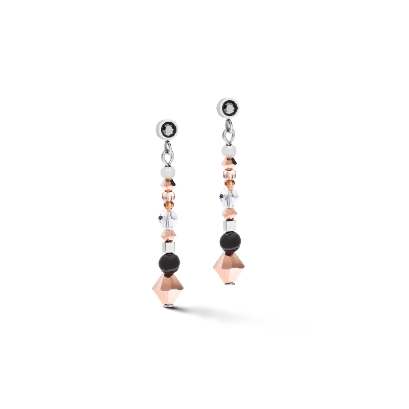 Earrings Amulet small Crystals & striped  onyx grey-crystal