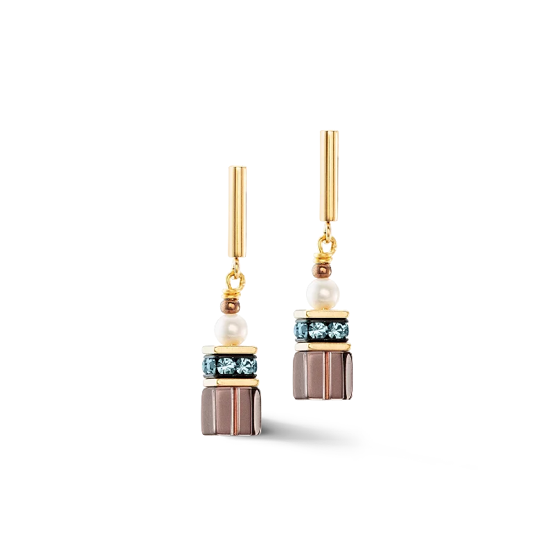 Earrings GeoCUBE® Fusion Precious Pearl Mix gold-autumn