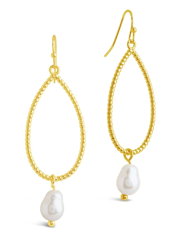 Elyse Pearl & Oval Drop Dangle Earrings