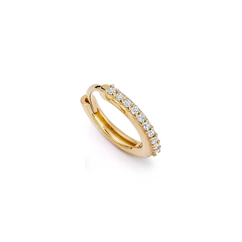 Estée Lalonde Fine Pavé Single Huggie Hoop Earring 14ct Solid Gold