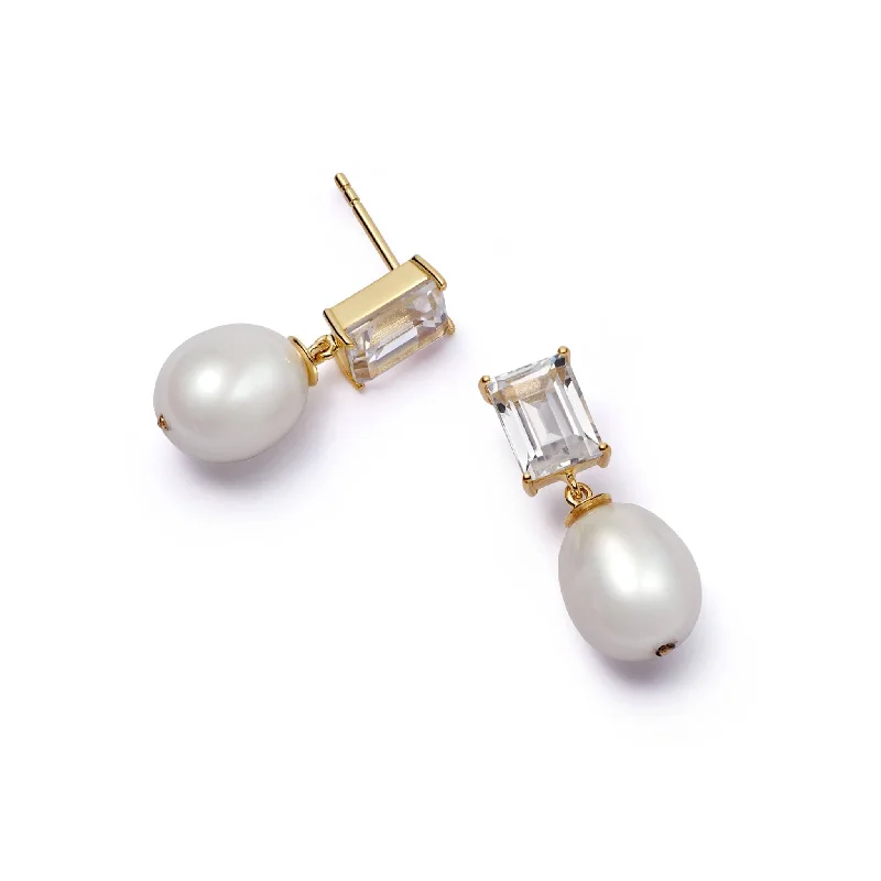 Estée Lalonde Fine Sapphire & Pearl Drop Earrings 14ct Solid Gold