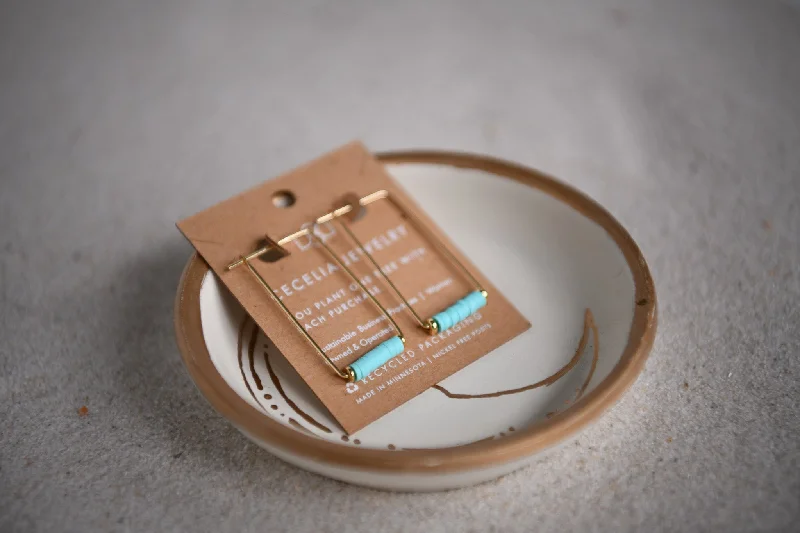 Turquoise Rectangle Hoops