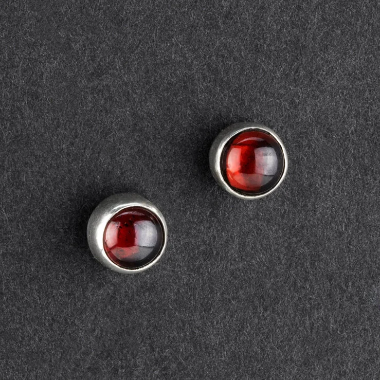 Sterling Silver Garnet Stud Earrings