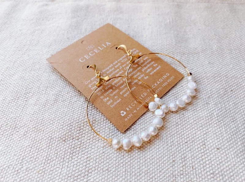 Freshwater Pearl Hoop Earrings