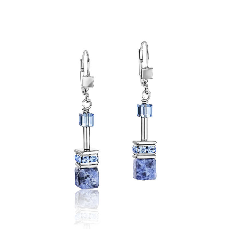 GeoCUBE® Earrings  sodalite & haematite blue