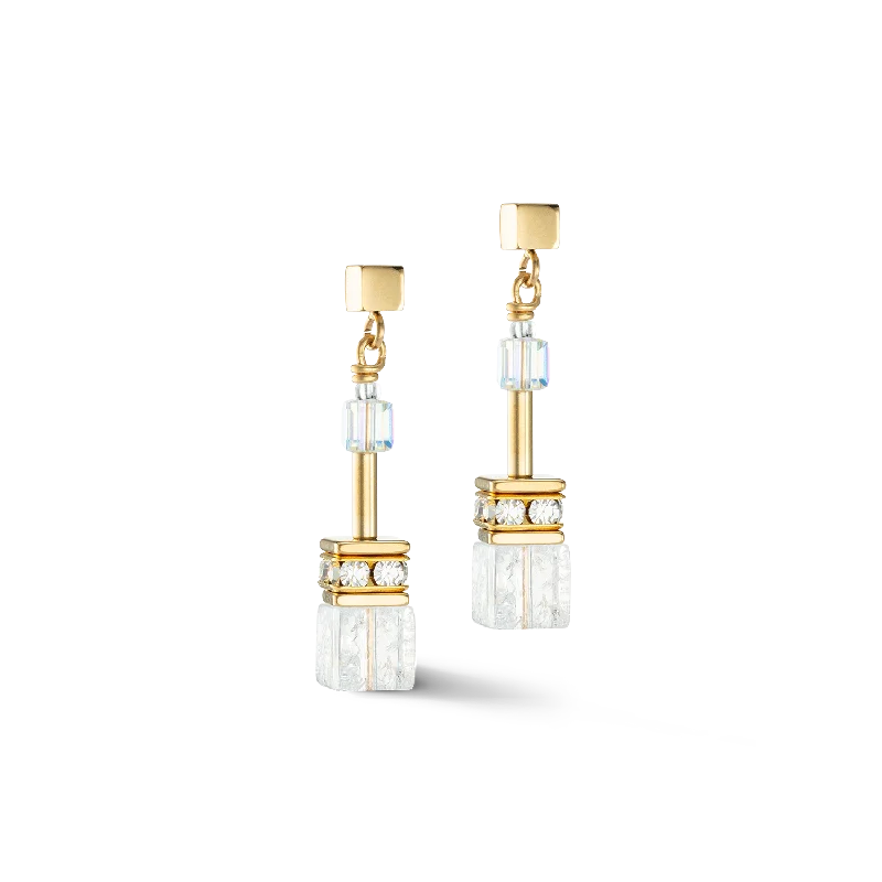 GeoCUBE® Iconic Nature earrings gold white