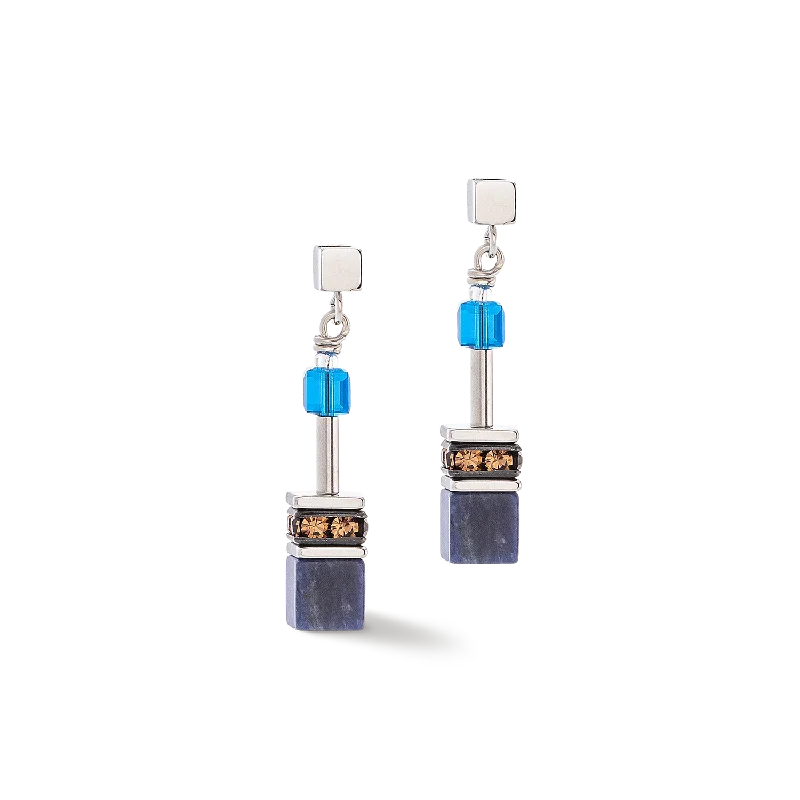 GeoCUBE® Iconic Precious earrings blue-brown