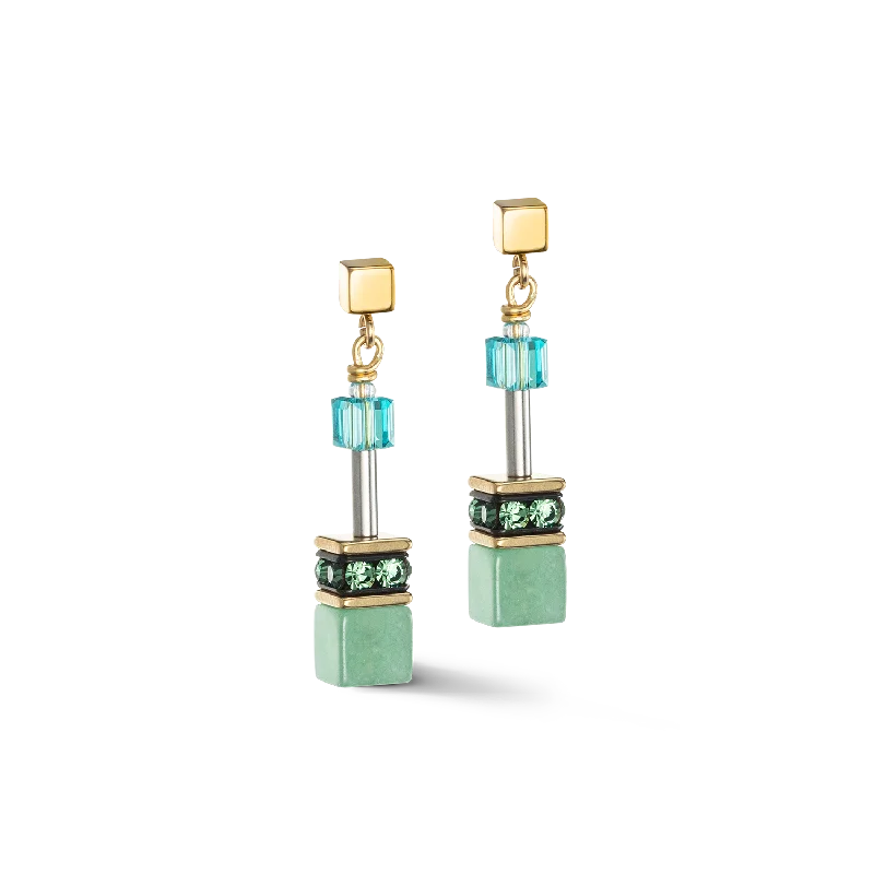 GeoCUBE® Iconic Precious earrings green-turquoise