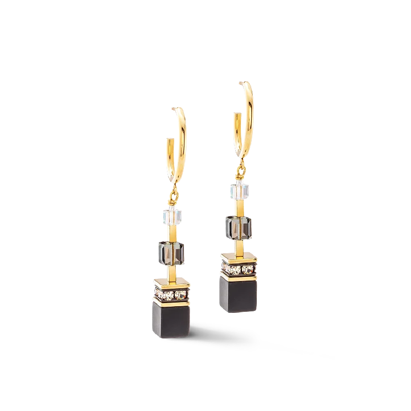 GeoCUBE® Precious statement earrings gold-black