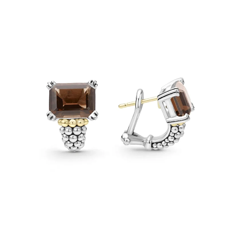 Glacier Large Smokey Quartz Huggie Earrings