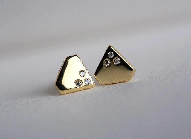 Gold Diamond Studs Earrings, Solid Gold Earrings