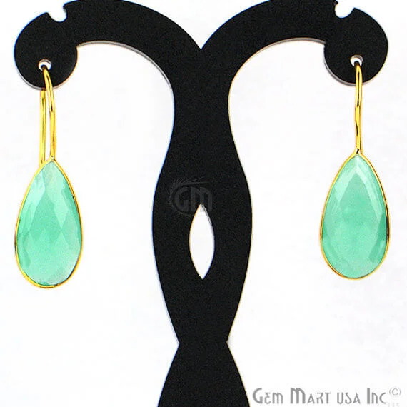 Gold Plated Pears 11x35mm Gemstone Dangle Hook Earring Choose Your Gemstone 1Pair